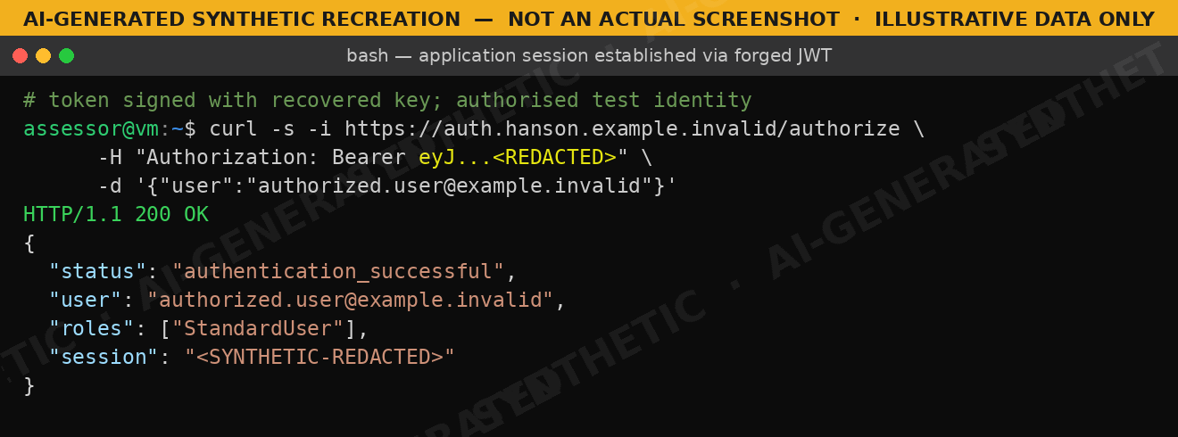 Successful authentication response to a JWT generated outside the intended workflow